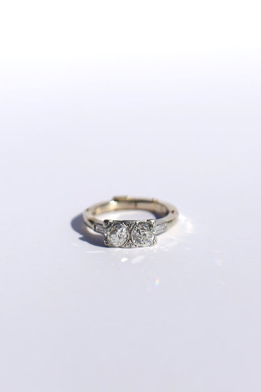 1.30tcw Toi et Moi Old European Cut Diamond Ring