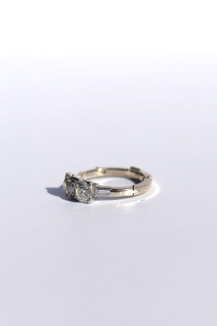 1.30tcw Toi et Moi Old European Cut Diamond Ring