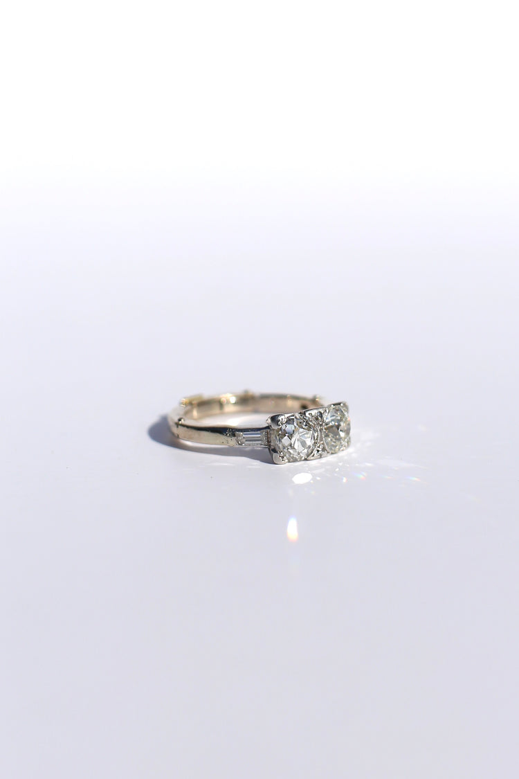 1.30tcw Toi et Moi Old European Cut Diamond Ring