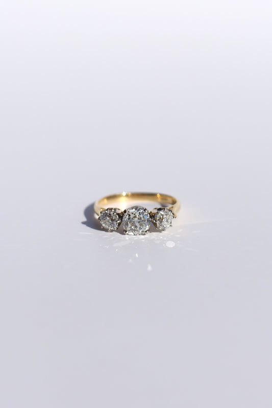1.30tcw Old Mine Cut Diamond Victorian Ring
