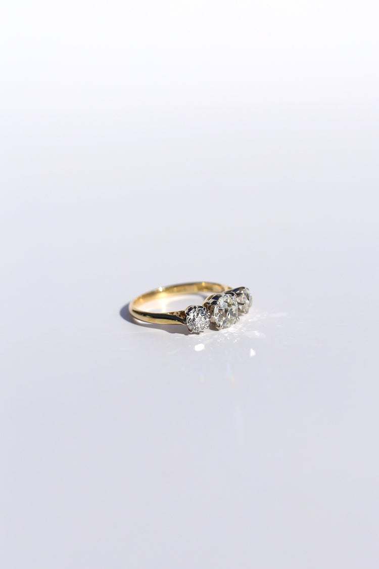 1.30tcw Old Mine Cut Diamond Victorian Ring