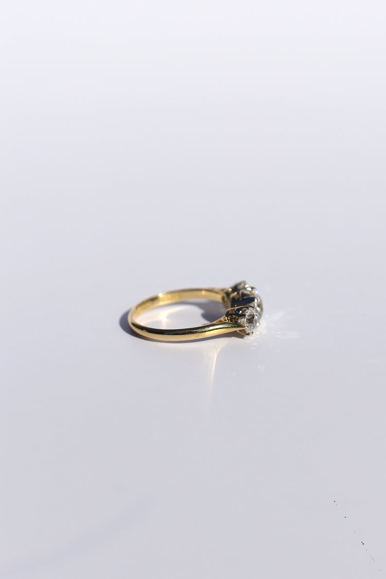 1.30tcw Old Mine Cut Diamond Victorian Ring