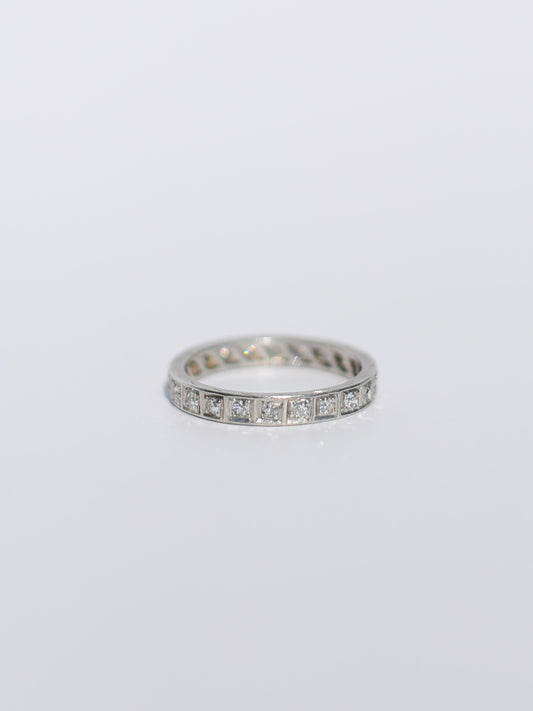 Vintage Art Deco Diamond Band with Platinum Square Detailing